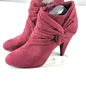 FIONI Clothing Mauve Faux Suede Knot Ankle Booties